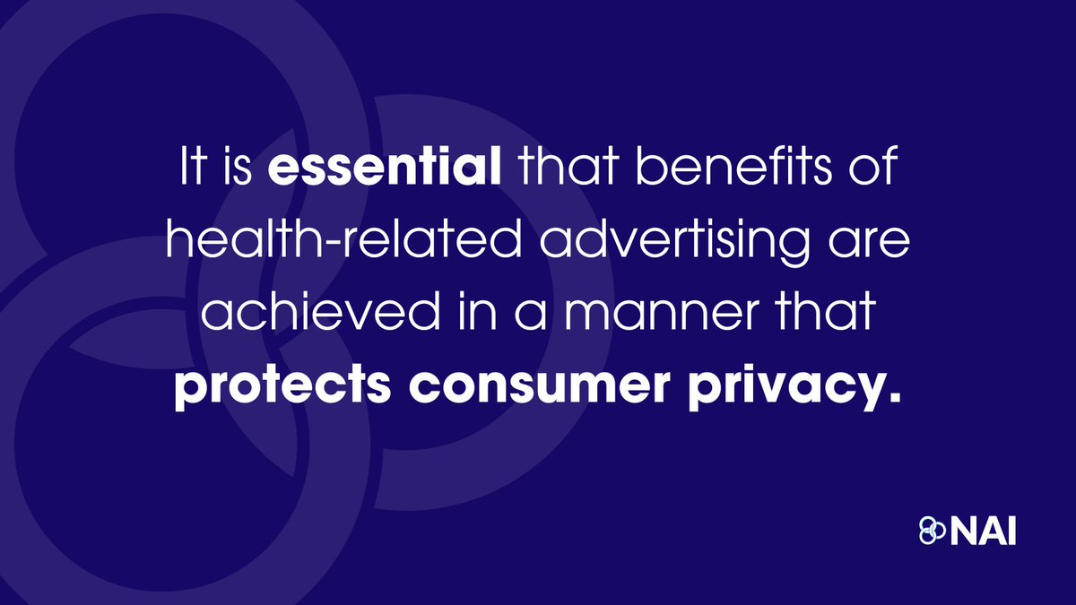 When done in a way that protects sensitive data, health advertising is a valuable tool that helps connect consumers and health care professionals with medical treatments, medications, or information they genuinely need or want. Learn more: thenai.org/press/the-nai-…