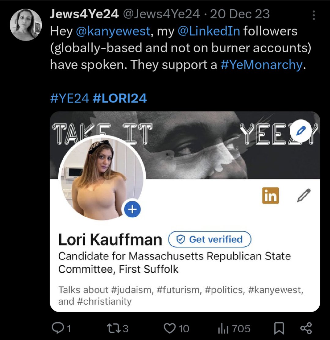 See what happens when you go into debt to pay for your fake boobs?

You have to run as a neonazi for Kanye.... In Massachusetts

#Lori24