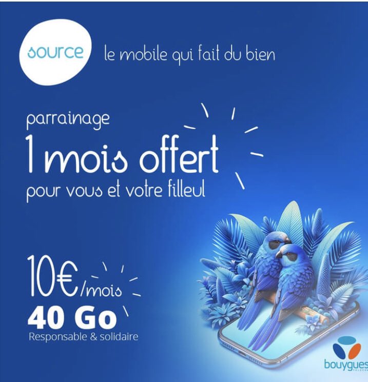 damiencolrat's tweet image. #PARRAINAGE gagnant-gagnant « le forfait mobile qui fait du bien » #SOURCEMOBILE @bouyguestelecom sourcemobile.fr