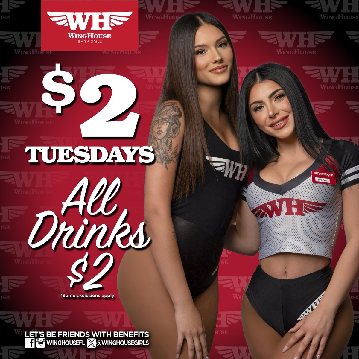 WingHouseGirls's tweet photo. Happy #Twosday!
We believe the best things in life come in 2's.
That's why most of our drinks are only $2 today at the 'House!
Swing on through!

.
.
.
#TuesdayVibe #Drinks #TwoDollarTuesday #WingHouse #WingHouseBabes #Partytime https://t.co/onRqqK6D3J