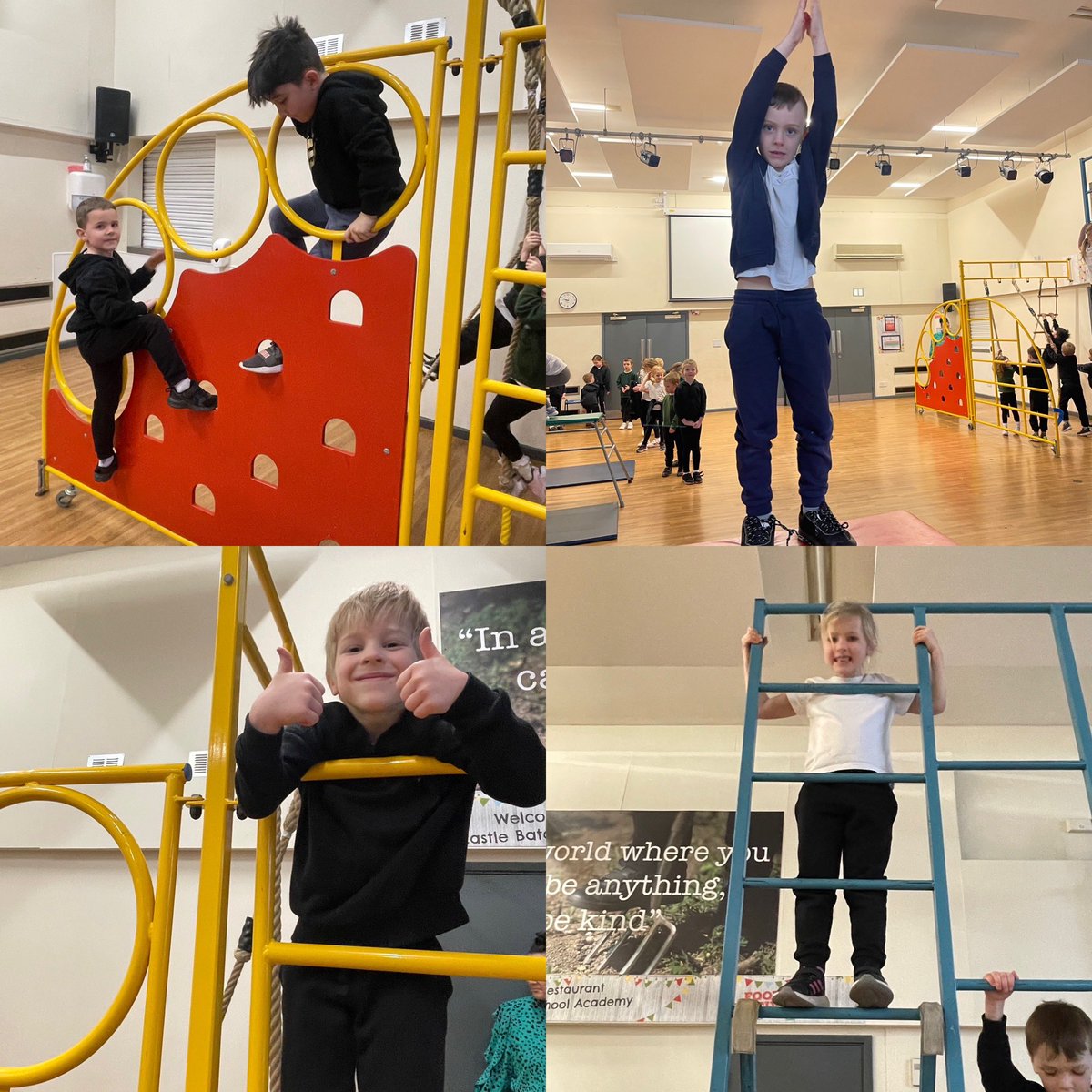 In PE, we have been practicing our balancing skills. We used the small and large apparatus to demonstrate these skills. We also used our hand - eye coordination to help us climb to the top! @MrsSweetCBPSA @PhamYear1 @mrstayloryr5