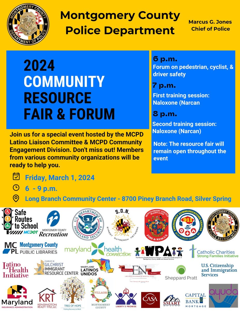 📢 Engage, Learn, & Connect at the 2024 Community Resource Fair & Forum by @mcpnews on March 1st! Dive into safety discussions at 6 PM, get Naloxone training at 7 & 8p.m. Plus, explore resources from local orgs ready to assist you! 🤝 Be there: Long Branch Community Center