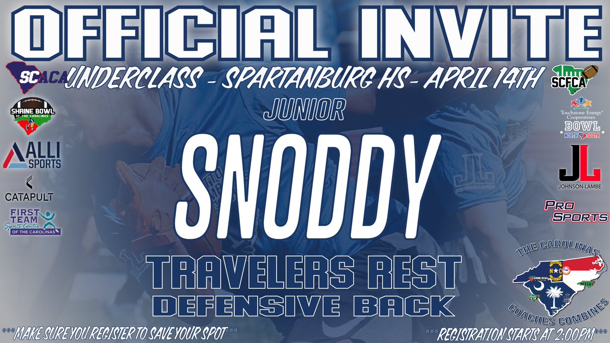CoachesCombines's tweet image. Congratulations on being selected to the Carolinas Coaches Combines Underclass at Spartanburg HS (c/o 26/27s)! See you on April 14 at 2pm!

Check your email to register!

#CarolinasCoaches24 @JohnsonLambe

@TRDevildogsHFC@epps_colby