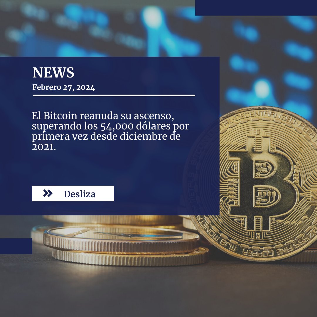 pvglobalfund's tweet photo. El #Bitcoin reanuda su ascenso, superando los 54,000 dólares por primera vez desde diciembre de 2021 https://t.co/gvTehzDa4n