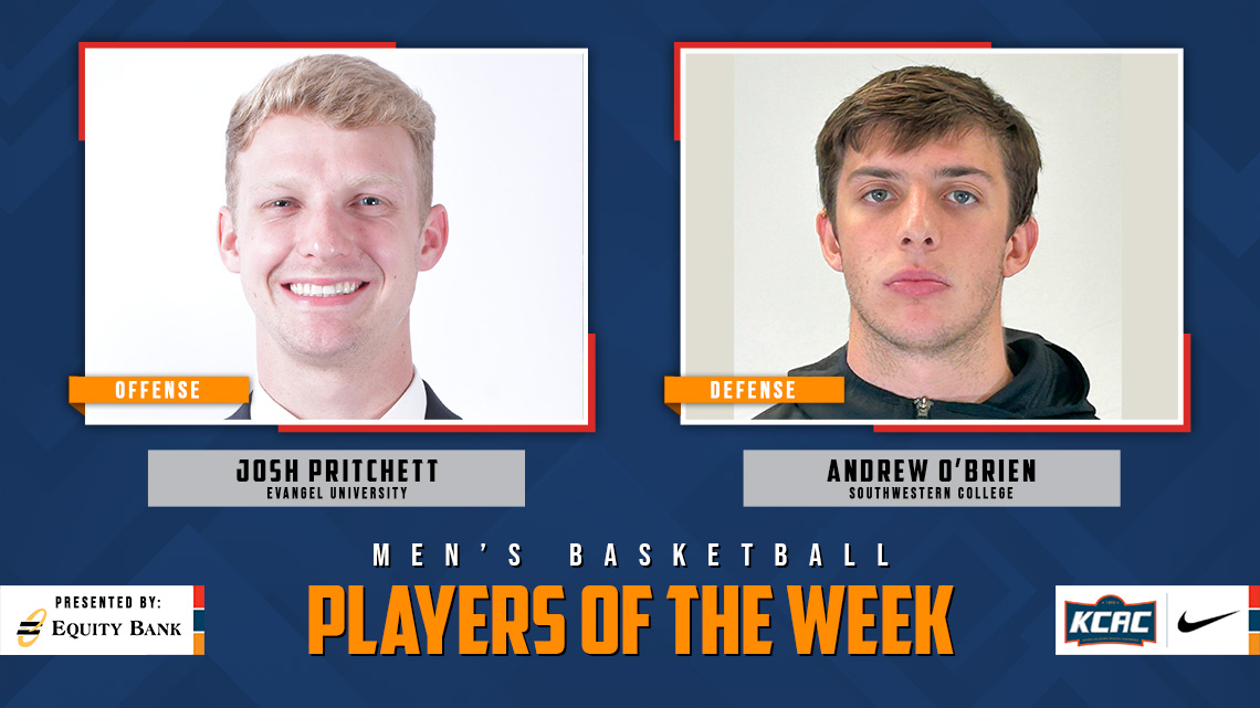 Josh Pritchett of @EvangelValor and Andrew O'Brien of @buildersports Earn KCAC Men's Basketball Weekly Honors, presented by @EQUITYBANK! #KCACmbb #LetsBuildEquity #LetsBuildLeaders kcacsports.com/news/2024/2/27… @NAIA @NAIAHoopsReport