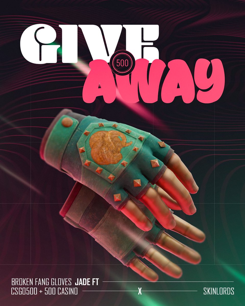 SkinLords's tweet image. Broken Fang Gloves Jade 🎁 CS2 Gloves Giveaway!

✅ To enter:
- Follow @CSGO500, @500Casino, and us
- Repost this and Tag a friend

Ends in four days! Best of luck!