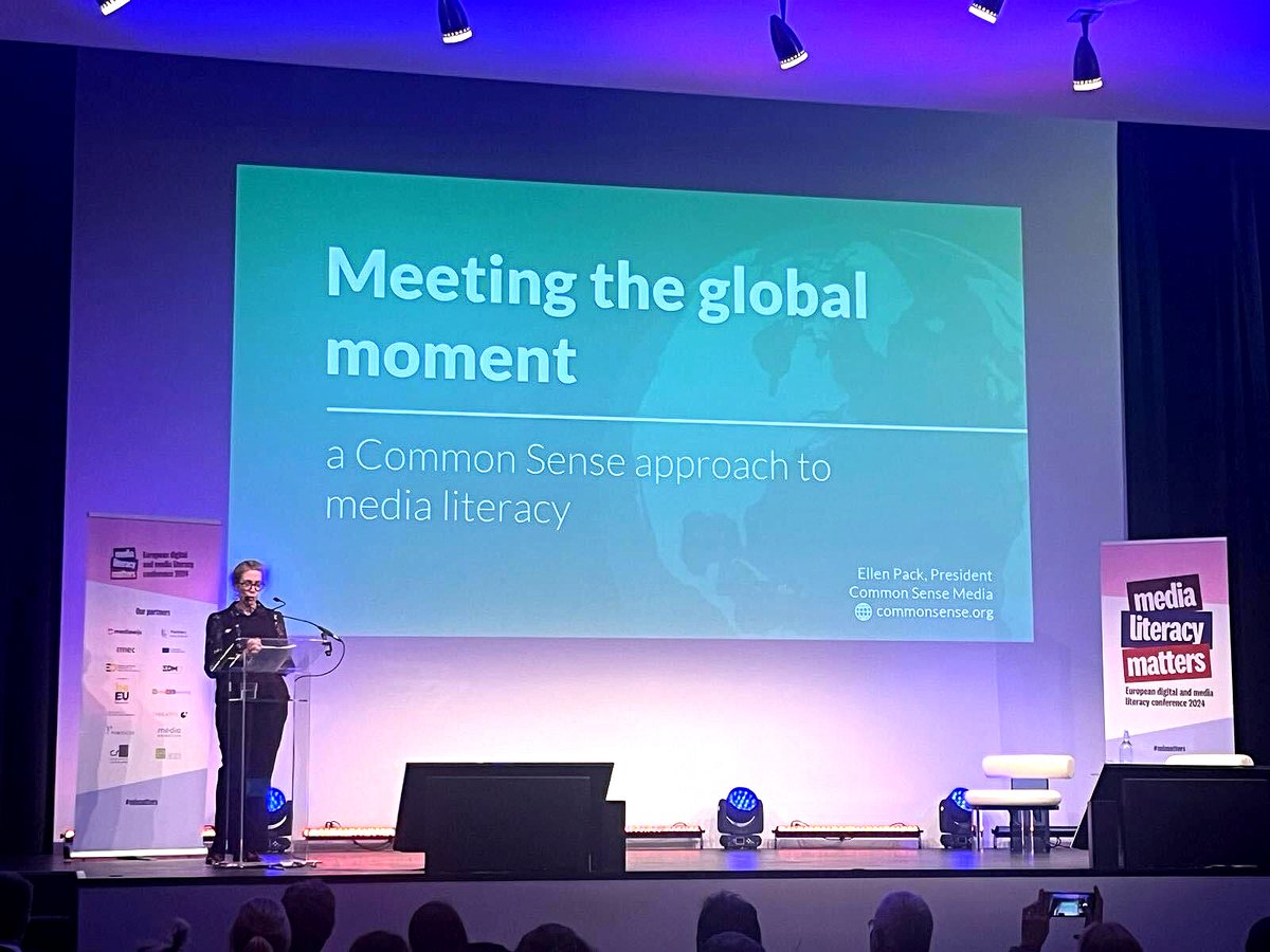 Happening now: Common Sense Media President Ellen Pack delivers keynote remarks at the European Conference on Digital &amp; Media Literacy in Brussels, speaking to policymakers, educators &amp; civil society leaders from EU members states &amp; across the globe.
<a href="/MediaLearning/">Media&Learning</a> <a href="/MediaWijsBe/">Mediawijs</a>