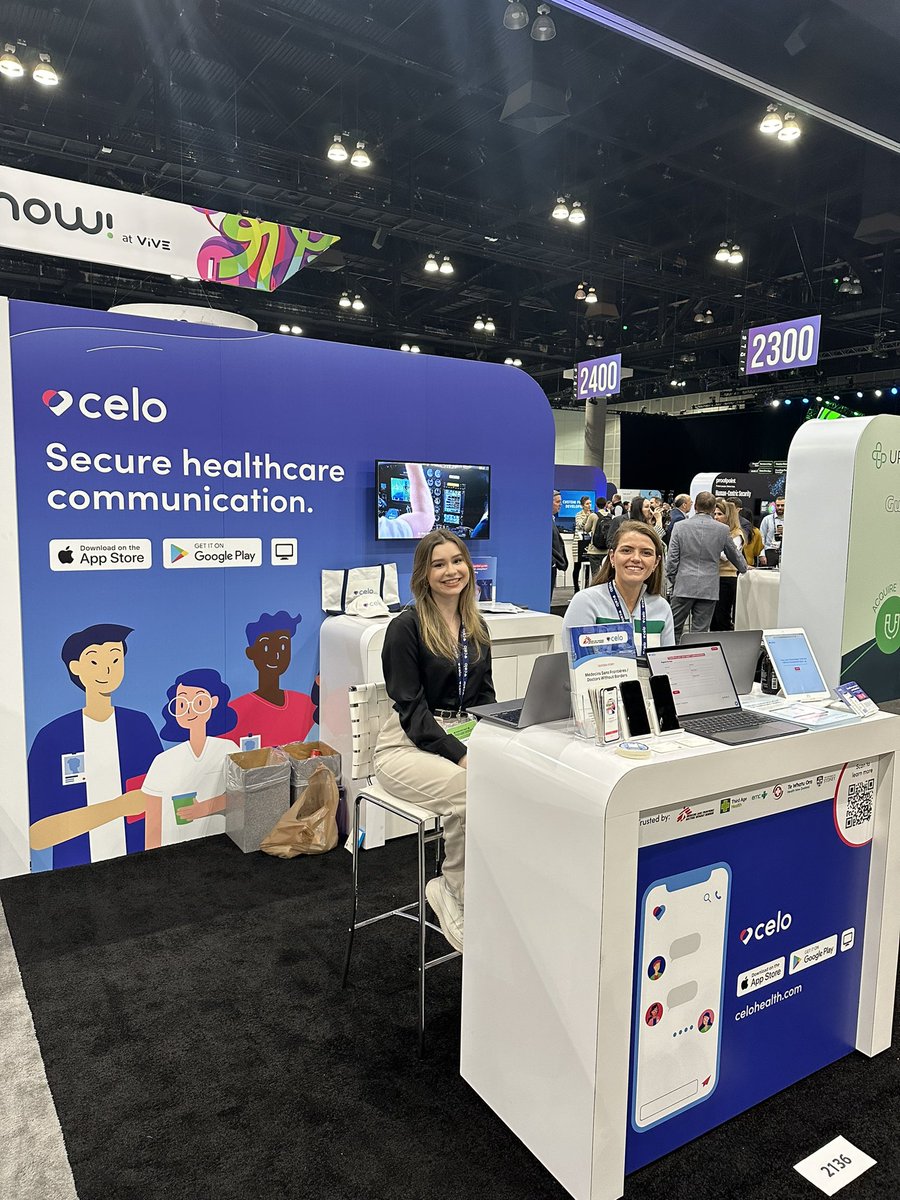 celohealth's tweet image. The Celo team is having a great time at #ViVE2024 day 2! 🚀 Stop by the Celo booth 2136 to learn about HIPAA compliant messaging for healthcare teams. 

#securemessaging #heathtech #healthcareinnovation #teamcommunication