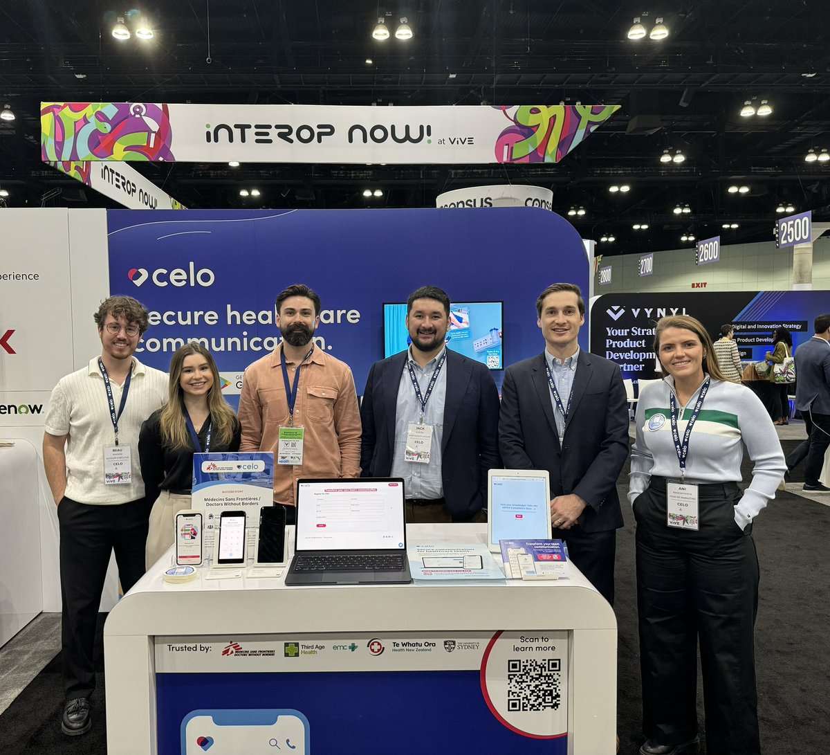 celohealth's tweet image. The Celo team is having a great time at #ViVE2024 day 2! 🚀 Stop by the Celo booth 2136 to learn about HIPAA compliant messaging for healthcare teams. 

#securemessaging #heathtech #healthcareinnovation #teamcommunication