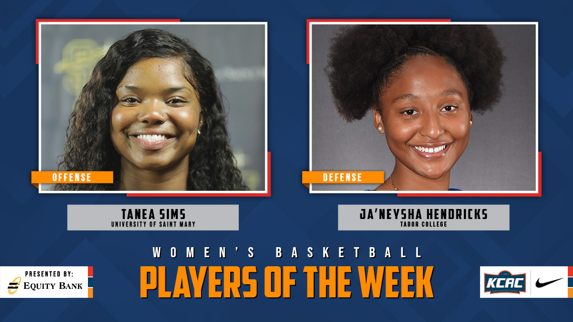 Tanea Sims of <a href="/USM_Athletics/">USM Athletics</a> and Ja'Neysha Hendricks of <a href="/GoTaborBluejays/">Tabor College Athletics</a> Earn KCAC Women's Basketball Weekly Honors, presented by <a href="/EQUITYBANK/">Equity Bank</a>! #KCACwbb #LetsBuildEquity #LetsBuildLeaders

kcacsports.com/news/2024/2/27…

<a href="/NAIA/">NAIA</a> <a href="/NAIAWomensHoops/">NAIA WBB Hoops Report</a>