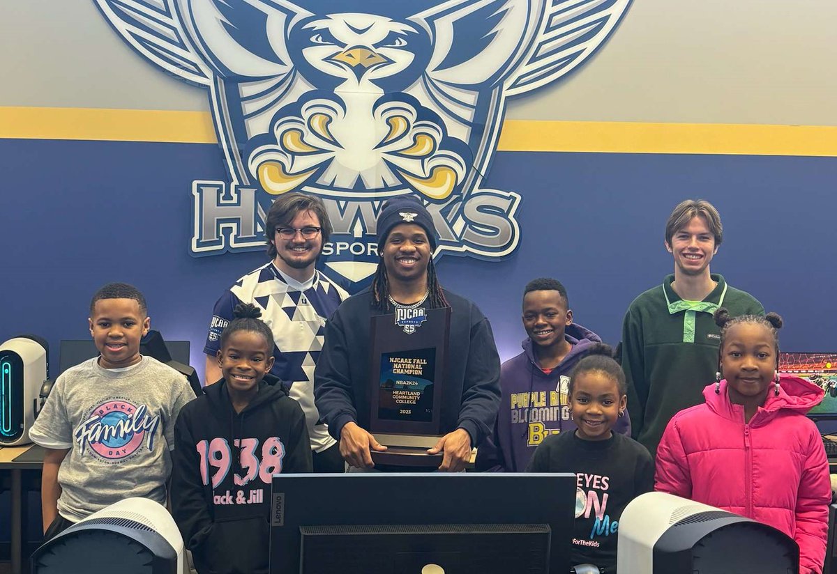 Jonathan Edmonson shared his <a href="/NJCAAe/">NJCAA Esports</a> National Championship trophy reveal with special guests from our local <a href="/JackandJillInc/">Jack and Jill of America, Inc.</a>.

<a href="/EdmonsonJono/">Jono Edmonson</a> organized the event, talked about school, sports, being a college student, and played video games with some future hawks!
<a href="/Heartland_CC/">Heartland Community College</a>