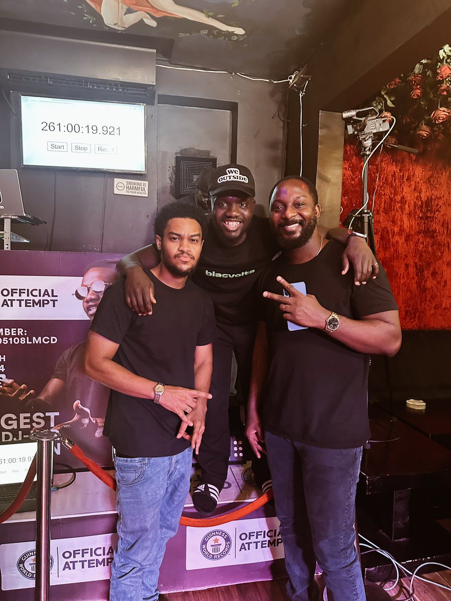 Shouts @djsamgh_ on your @GWR attempt! Came out with @RevErskineGH to support you as you were 261 hours in… WILD! Here’s to hoping you bring the record home! 🇬🇭