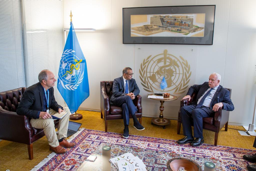 My team and I met with #Palestine's Foreign Minister Riad Malki to discuss the catastrophic health and humanitarian situation in #Gaza; <a href="/WHO/">World Health Organization (WHO)</a>'s response; and the critical need for safe, sustained access for health supplies, emergency medical teams, and disease outbreak prevention