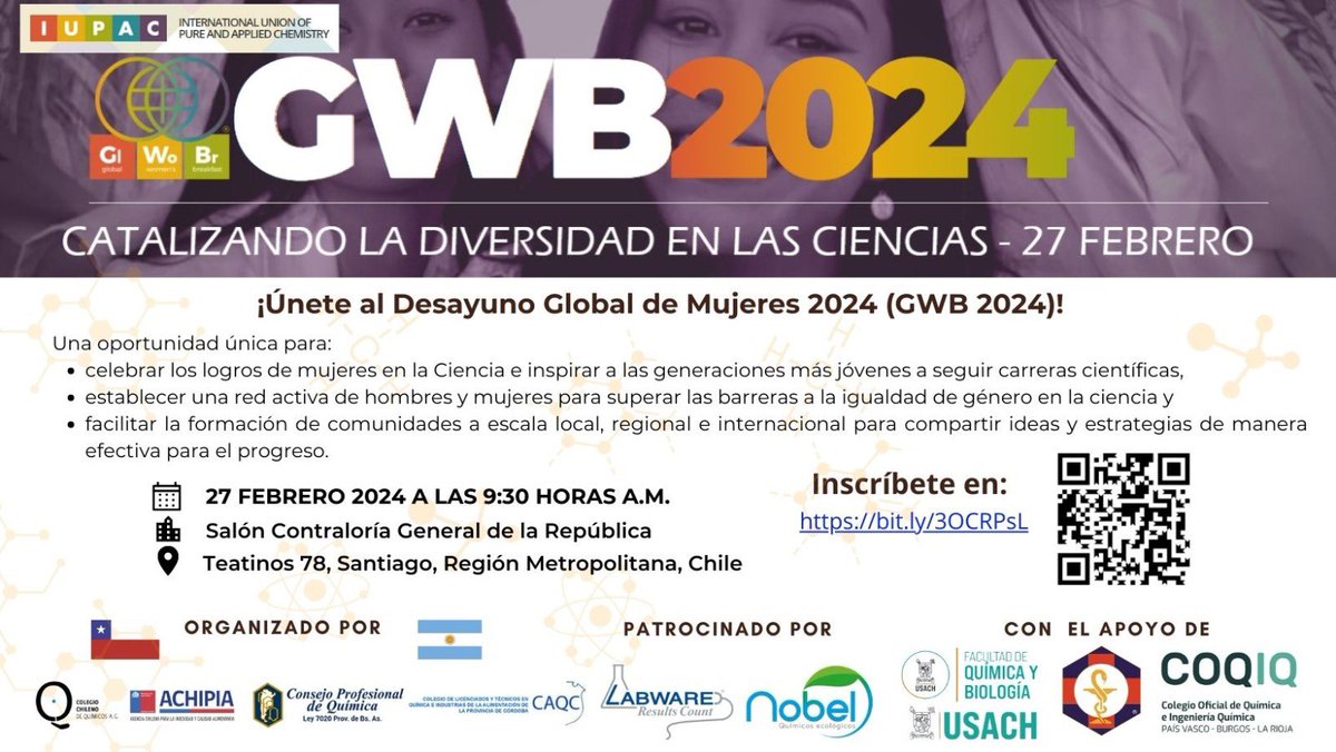 📍Esta mañana el @ColegioQFyBQ participó en un Desayuno Global de Mujeres 2024 #GWB2024 una oportunidad en que se celebró los logros de las mujeres en la Ciencia. #MujeresEnCiencia @CChQuimicos #desayunoglobaldemujeres