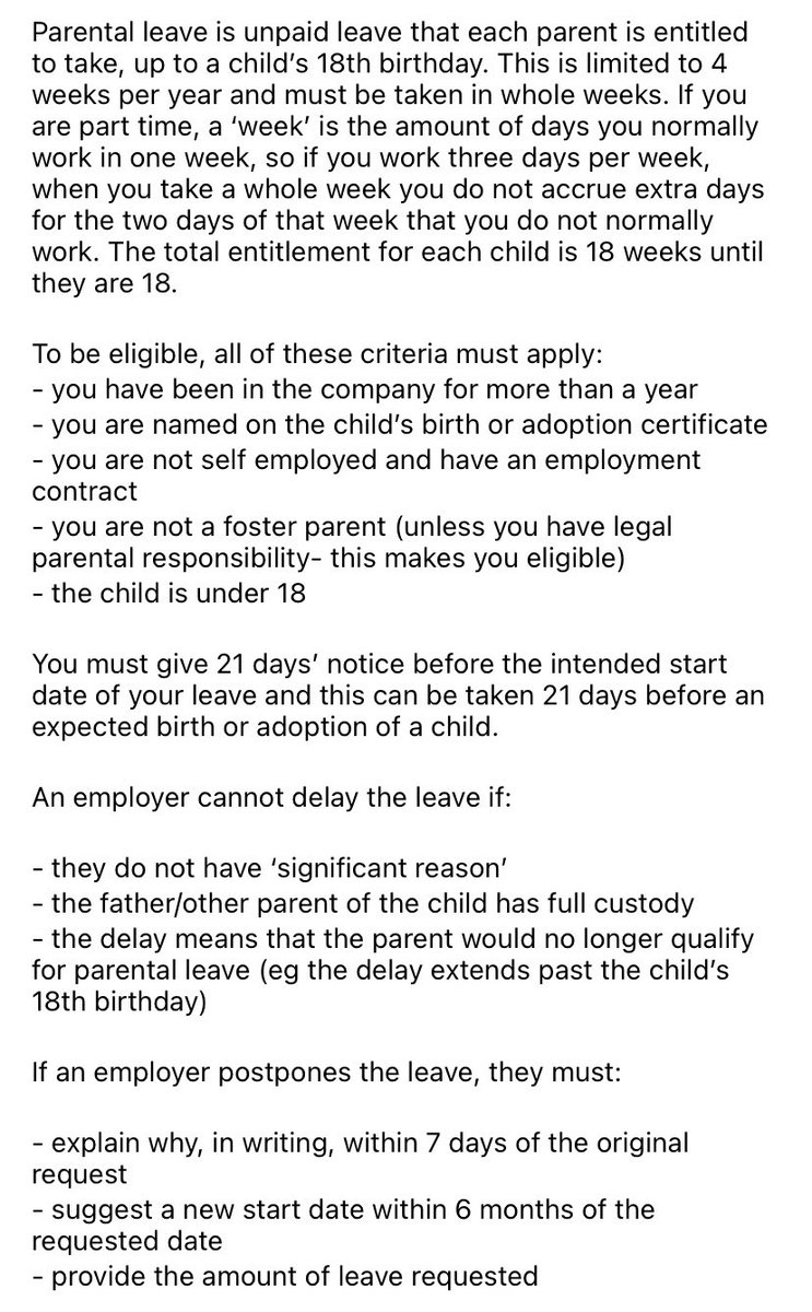 I suspect lots of teacher parents might be unaware of this. ✨Unpaid parental leave✨ Up to 4 weeks per year up to the child’s 18th birthday. Worthwhile sharing 👇🏻