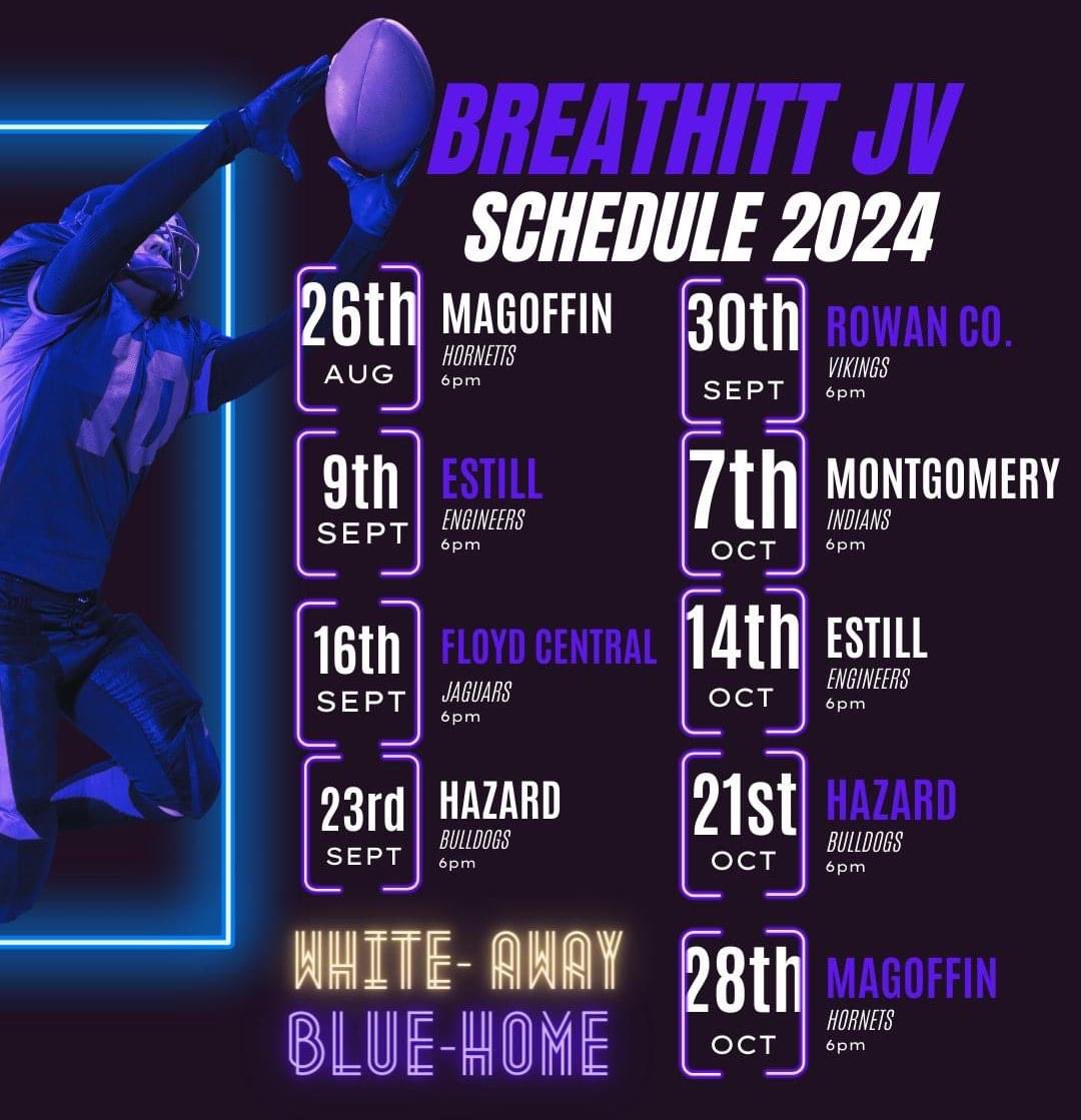 Our 2024 JV Schedule!!! Our Young Bobcats are gonna get plenty of work this coming Fall!!! Go Cats!  <a href="/BreathittCoach/">Kyle Moore</a> @CaseyAl62171239 <a href="/mjholcomb24/">Mike Holcomb</a> <a href="/jdc_combs/">Justin Combs</a>