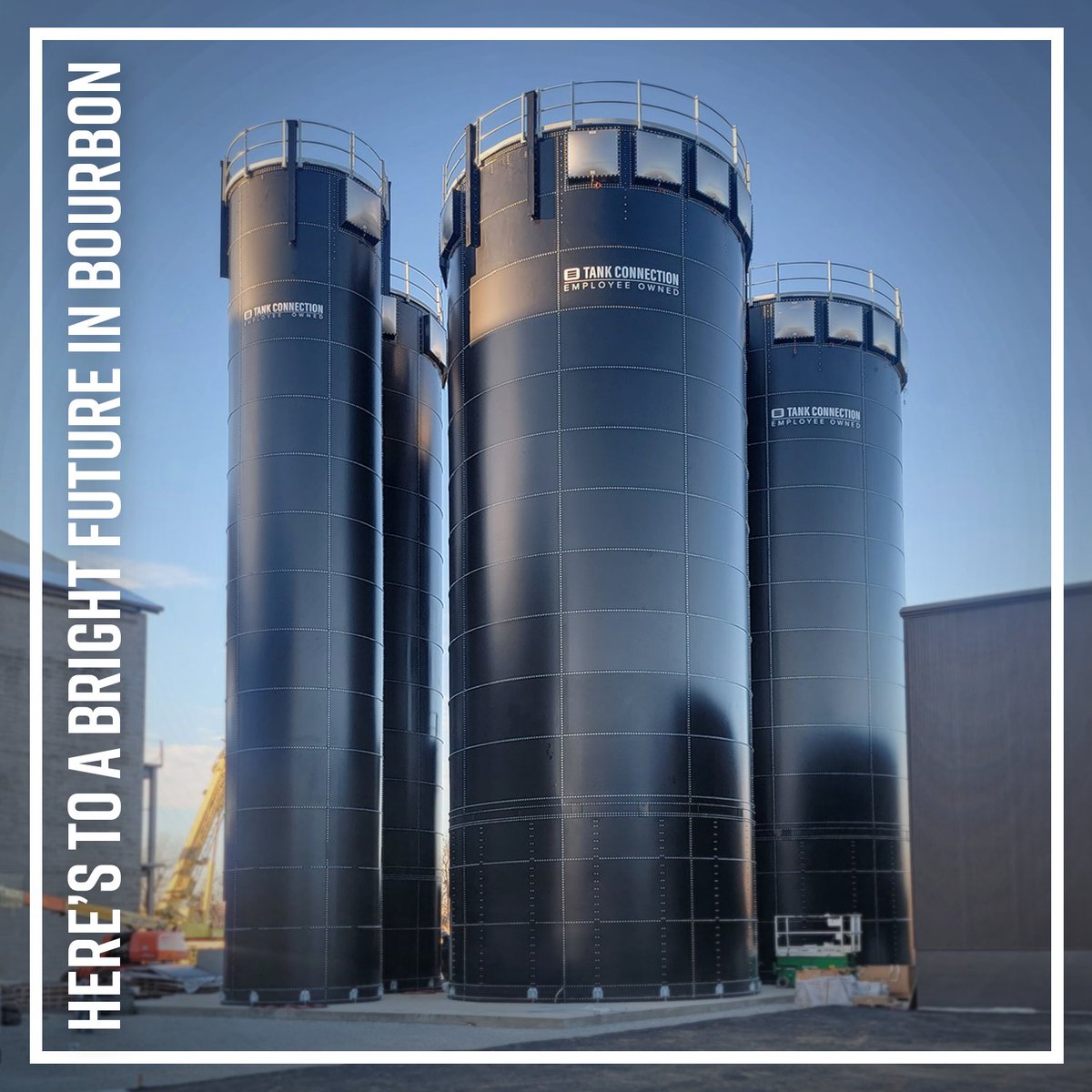 We raise our glass to this Kentucky distillery! These silos will store malted barley, corn, and rye/wheat for the production of bourbon. The top food and beverage producers in the world store their success in Tank Connection. Connect with us at sales@tankconnection.com.