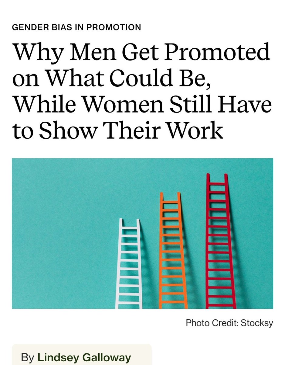 Something I keep hearing: 'Men get promoted based on potential; women, based on merit.' Yet another hurdle for otherwise accomplished and capable women. This needs to change, and, for this one, it needs to start at the top. @LindseyGalloway chief.com/articles/hirin…