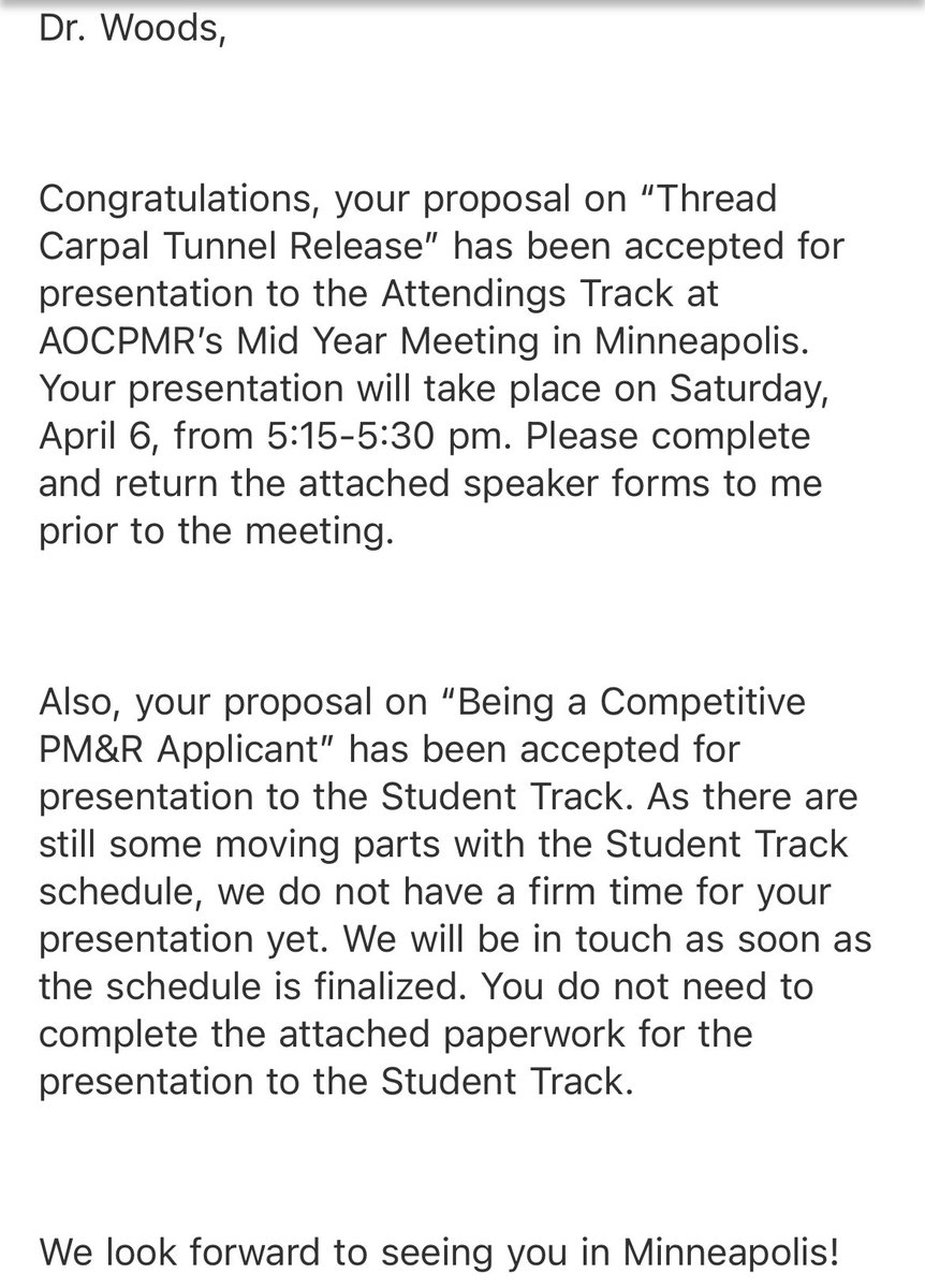 Now that AAP is over, I’m excited to announce that I will be lecturing twice at the <a href="/aocpmr/">AOCPMR</a> Mid-Year in Minneapolis this year! I am so appreciative to this organization for providing residents the opportunity to further our horizons so early in our careers. Hope to see you there!