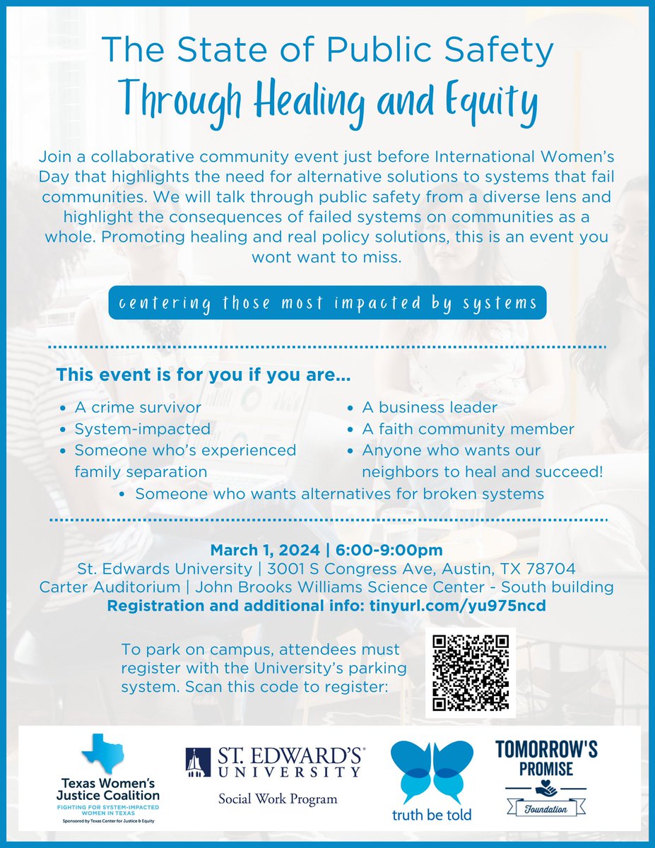 Join the Texas Women’s Justice Coalition for a dialogue on the challenges facing Texas’ public safety system with a panel of community leaders and formerly incarcerated people. Learn more at eventbrite.com/e/the-state-of…