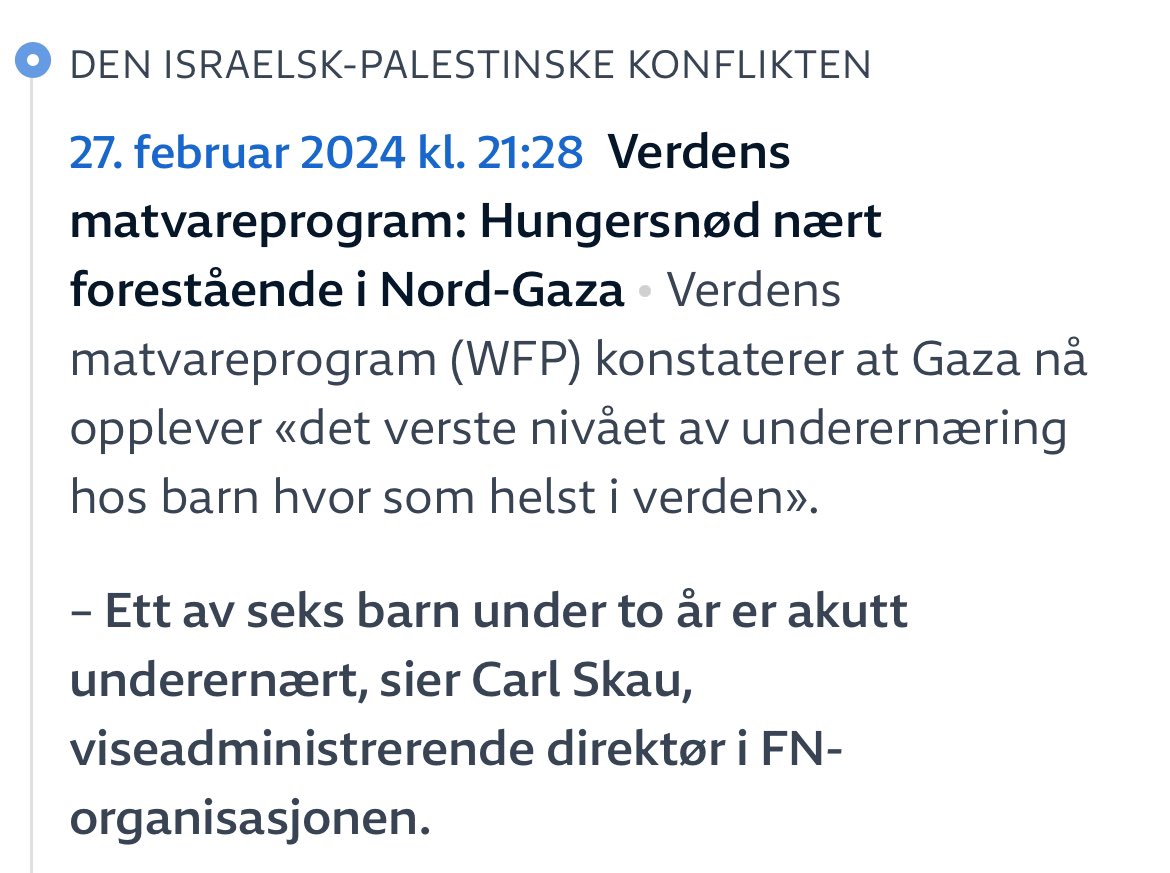 Utsulting er en folkemordhandling. Det er groteskt å se dette skje minutt for minutt. ICJ krevde at Israel skulle slippe til nødhjelp, det skjer åpenbart ikke. Om resten av verden ikke setter hardt mot hardt og fordømmer dette nå, da kan man like så godt gi blaffen i folkeretten