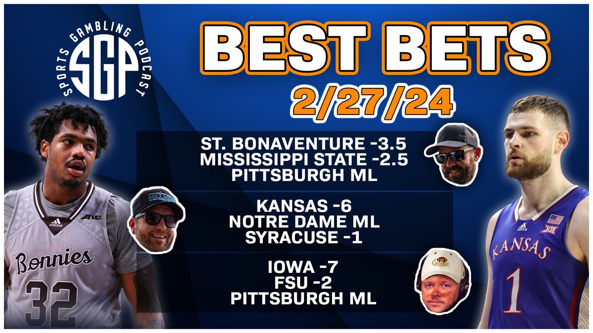 Today's #CollegeBasketball Best Bets w/ @seantgreen @kramercentric @thecolbyd 📺 sg.pn/42YsbV5 #GamblingX #NCAAB