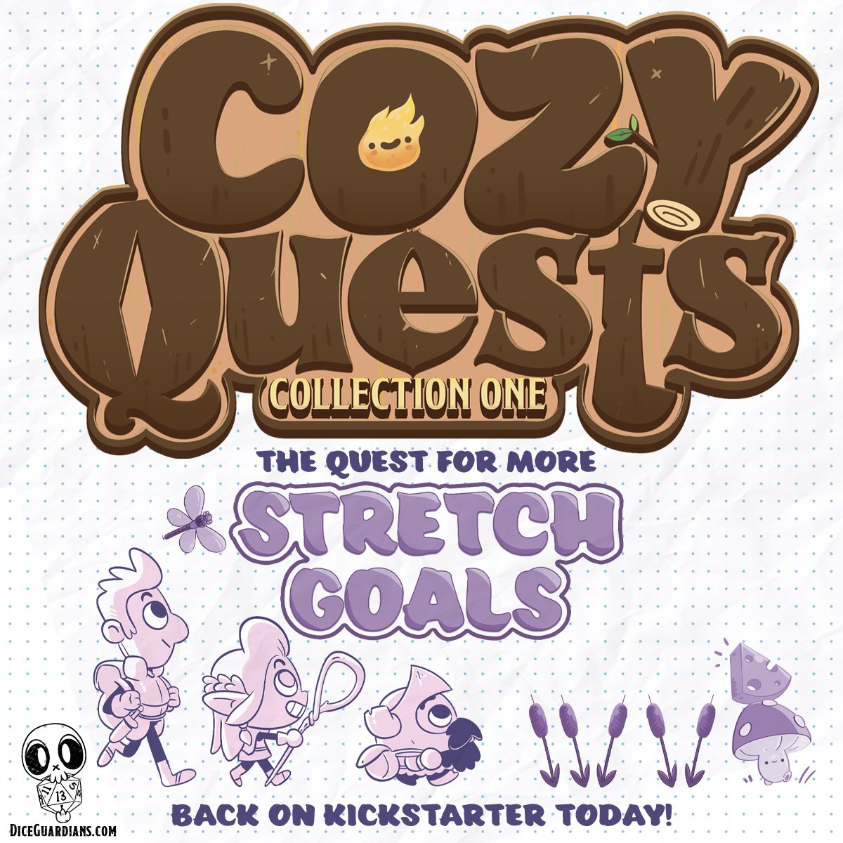 Oh no, we've almost collected all the Stretch Goals in less than a week?! We've crested the current hill and have new &amp; intriguing Stretch Goals that we're very excited to reveal! Check out the Cozy Quests Kickstarter &amp; join the campaign today!🦋☕📚

kickstarter.com/projects/diceg…