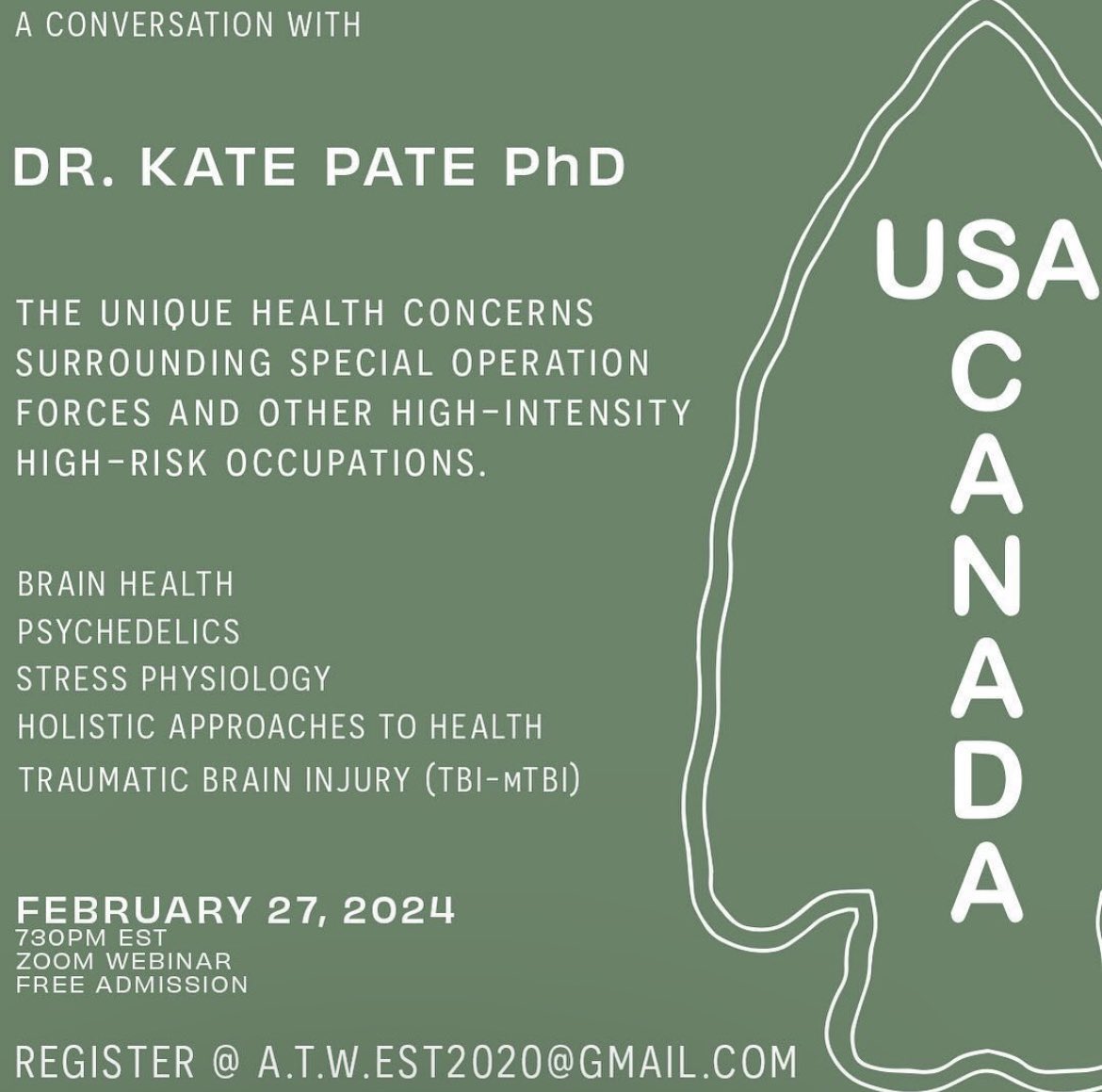 Was asked to join this webinar from a friend who recently retired from the Canadian Special Forces; an eye opening webinar from Dr. Kate Pate that allowed me to understand only a fraction of what our men and women in the military go through. Grateful for the knowledge 💡