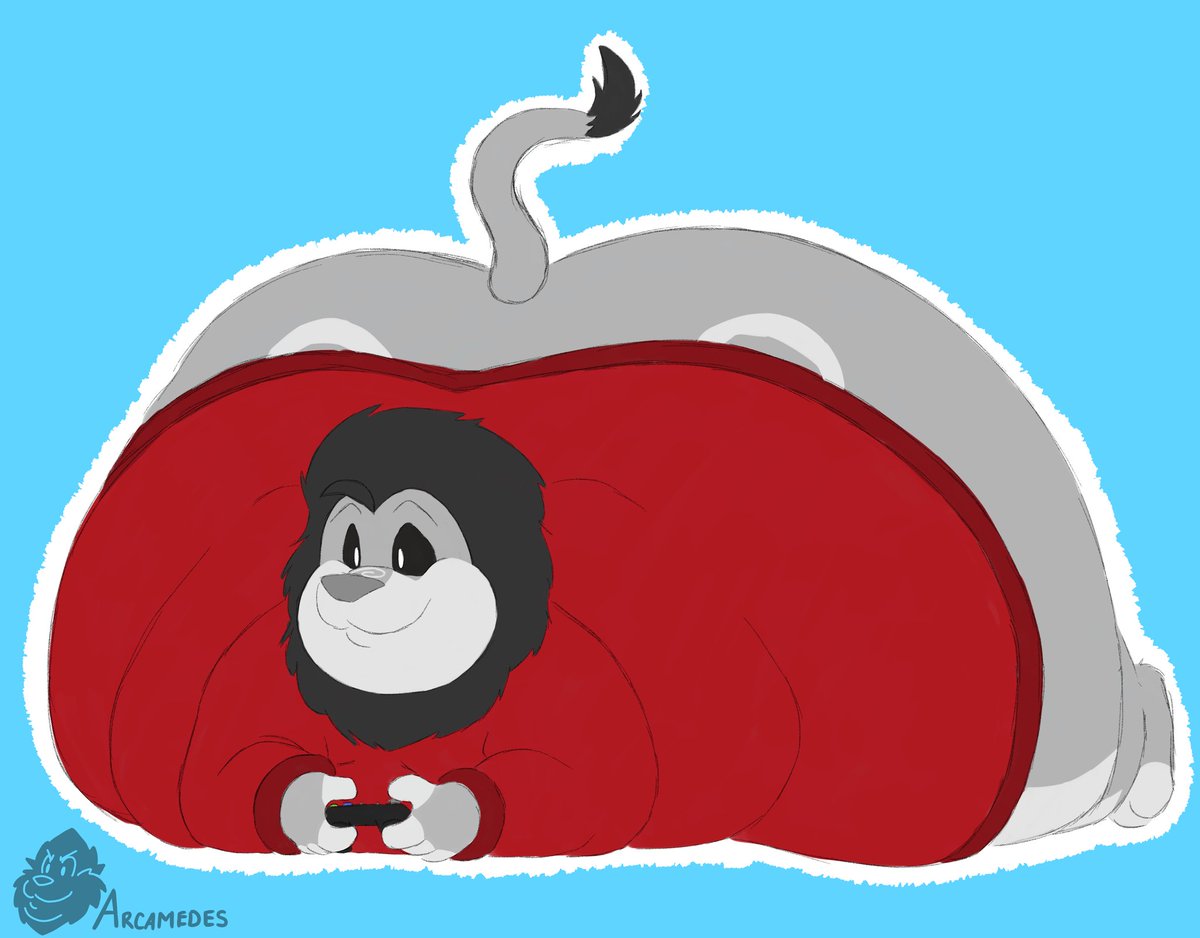 Such a chonky lion, he ate a bit too much in the second pic, these lovely art pieces were drawn by @Matsi_Wuff