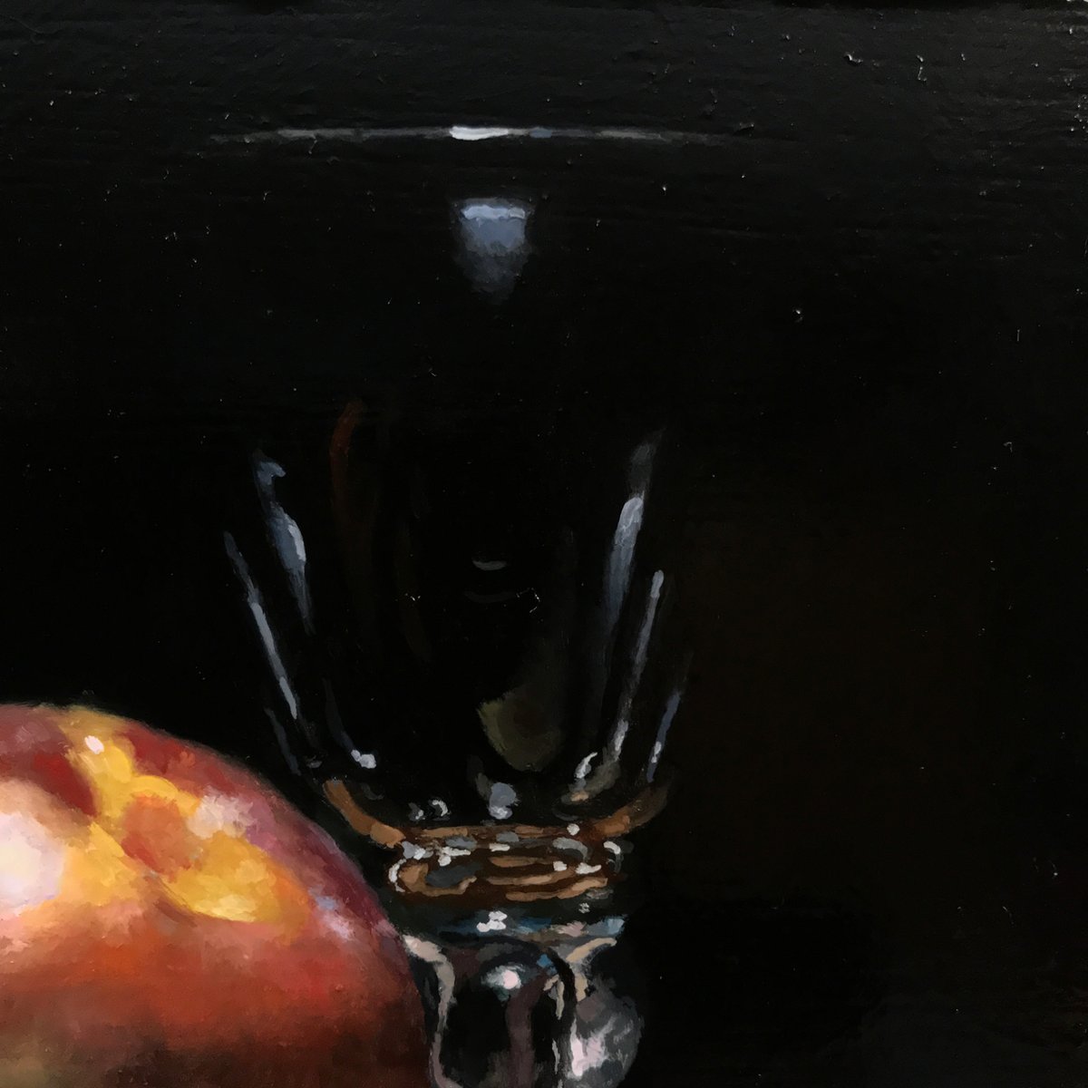 Dim reflections in glass from a larger painting