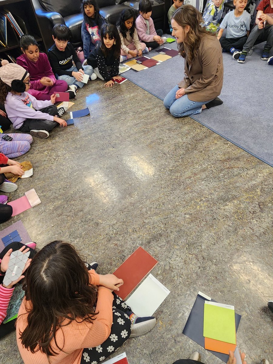 Thank you Ms. Norlin for bringing in an interior designer (Jillian) to teach us about designing inclusive spaces for people with a variety of needs. We used our senses to explore textures and colours while listening to a song!