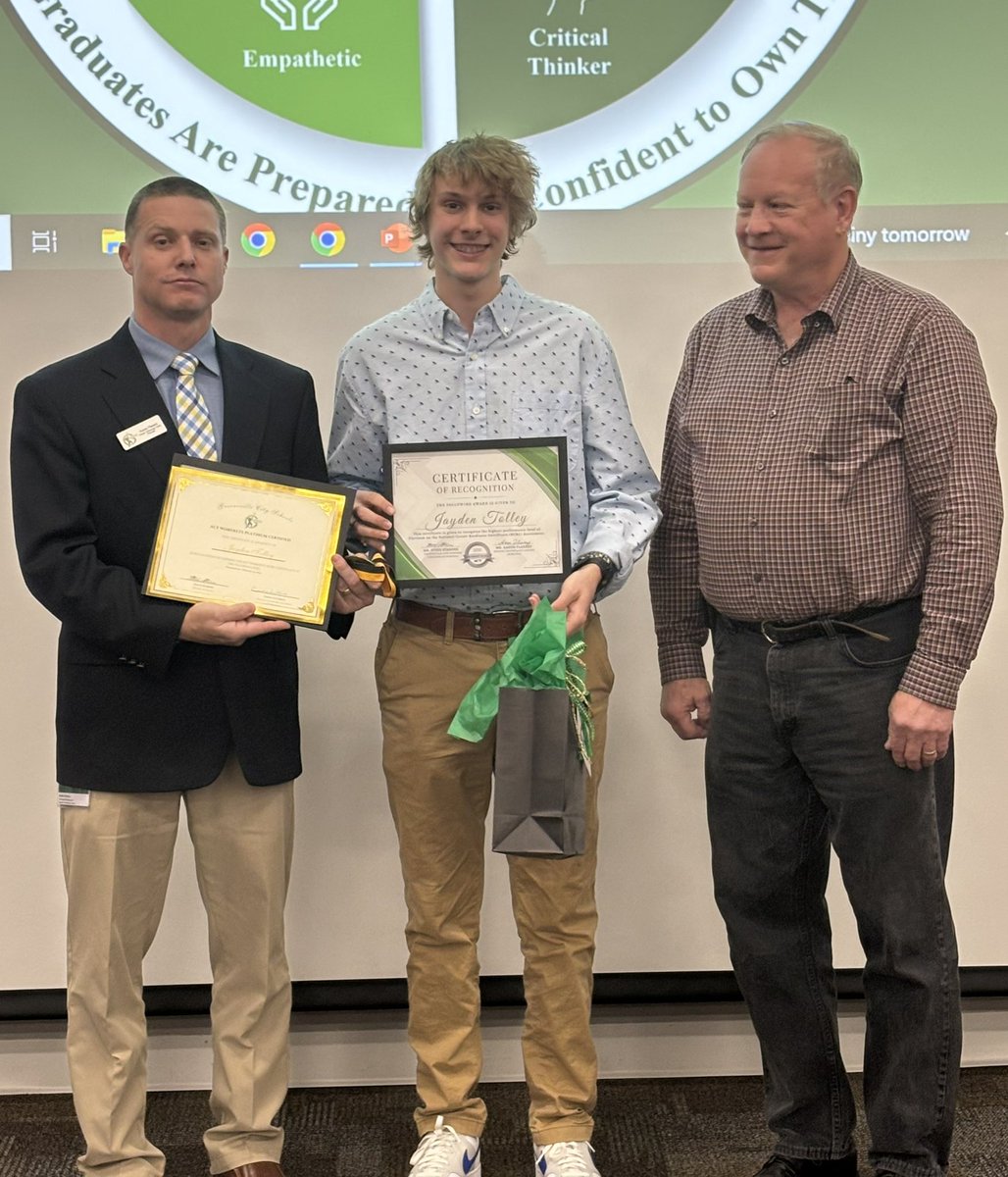 aaronflanary's tweet image. Congratulations to Mr. Jayden Tolley for earning Platinum on his #WorkKeys (NCRC) assessment @GreeneTechCtr in @GreenevilleCity. #top4percent #striveforexcellence