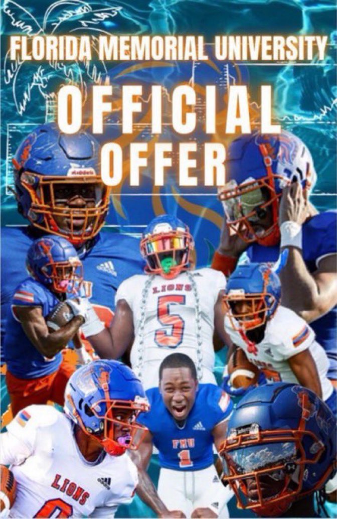 After a great phone call with @milotheburner I would like to announce that I have received my first offer from Florida Memorial University. Thank you to my coaches and everyone who has helped me along the way. @Snausy54 @DwyerHSFootball @CoachAlShipman