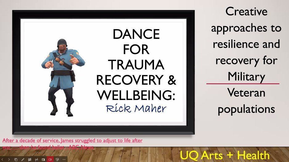 StudyListening's tweet photo. great to be online with the @uqmusicdance crew for the first webinar of 2024 -- with Lt Col Rick Maher, speaking on dance for veterans. #MusicScience #DanceScience https://t.co/BZaN4RVbo0