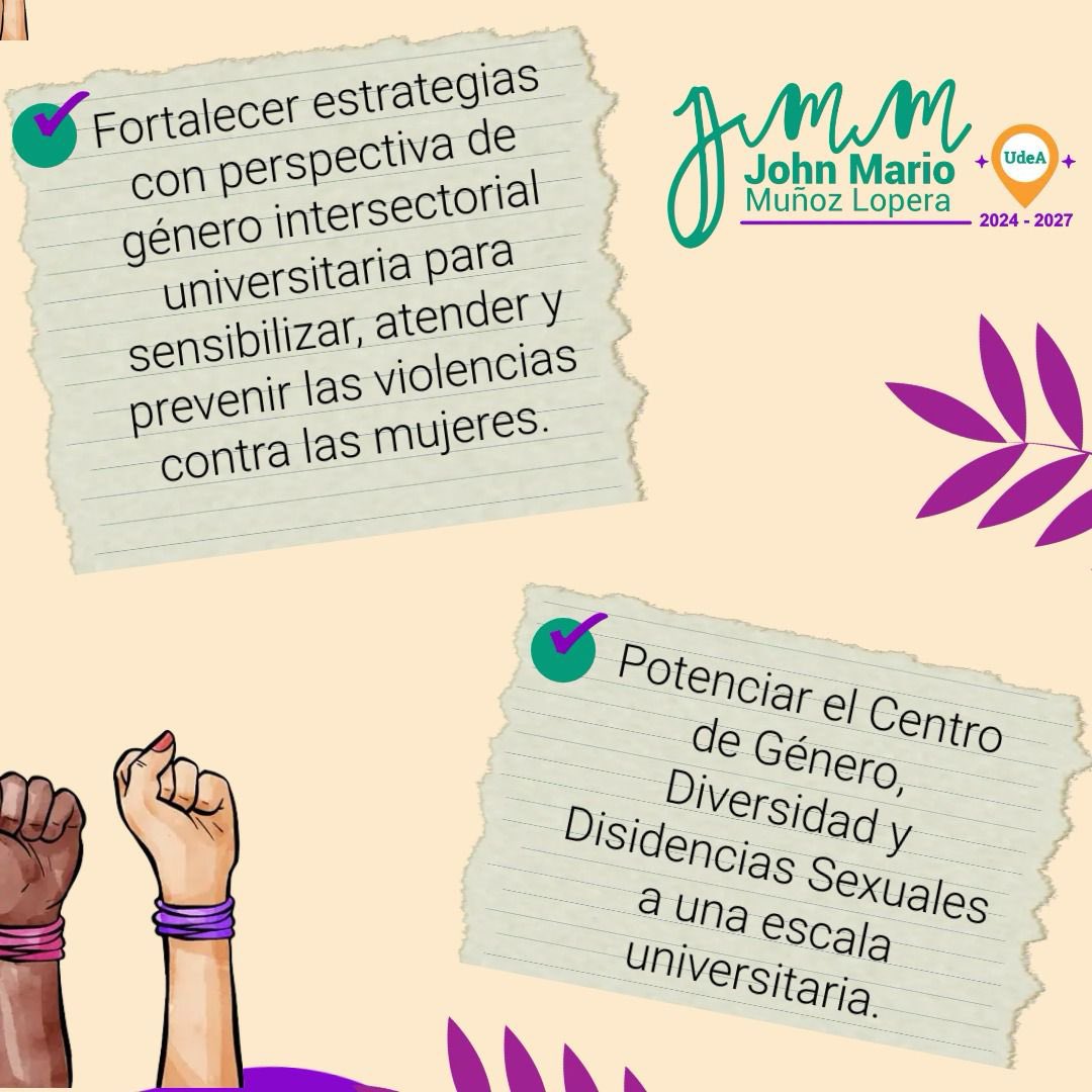 🙋‍♀️Compartimos nuestras principales propuestas para las mujeres, equidad de género, diversidades y disidencias💜
Candidatura Rectoría #UdeA 2024 - 2027

#UdeA
#Medellín 
#Rectoría
#Estudiantes 
#educación
#Egresados
#UniversidaddeAntioquia
#UdeACasaDeTodos
#AlmaMater