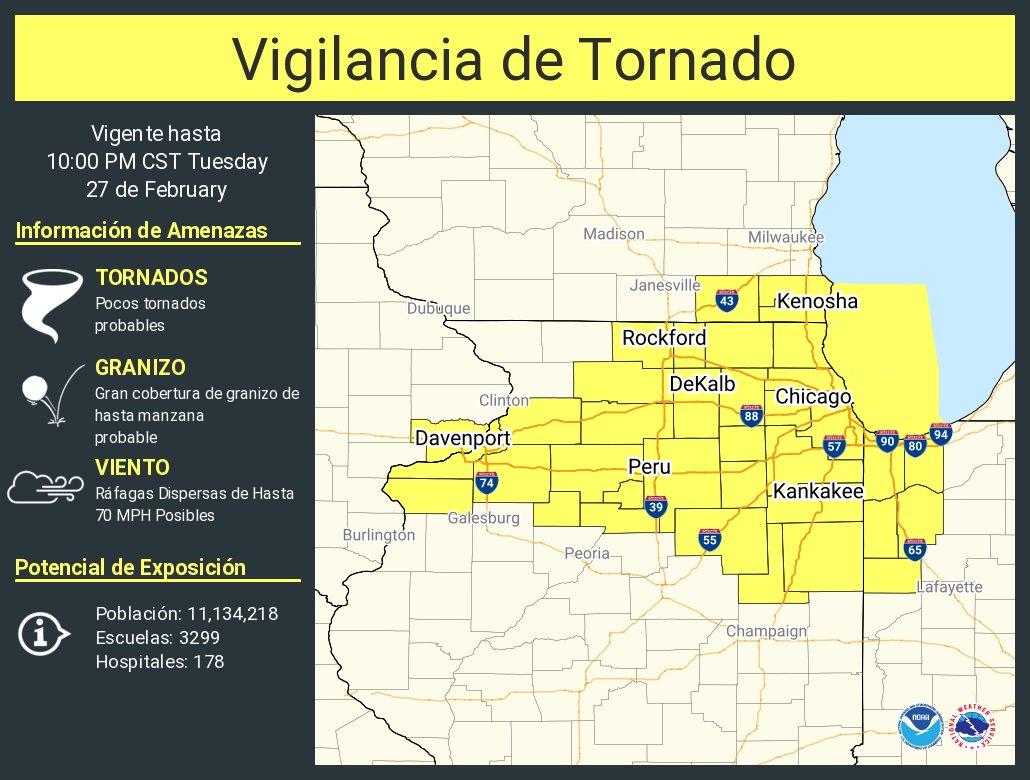 NWStornado's tweet photo. Vigilancia de Tornado ha sido emitida para partes de Illinois, Indiana, Iowa y Wisconsin hasta las 10 PM CST https://t.co/rQVqfhCdBT
