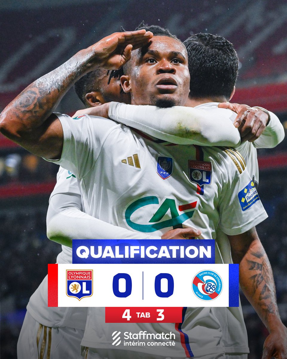 𝗗𝗜𝗥𝗘𝗖𝗧𝗜𝗢𝗡 𝗟𝗘𝗦 𝗗𝗘𝗠𝗜-𝗙𝗜𝗡𝗔𝗟𝗘𝗦 🔥🚀

En s'imposant aux tirs au but, nos Gones rejoignent le dernier carré de la Coupe de France ! 🏆🔴🔵

L'aventure continue, c'est ça les gars ! 👊🦁

0-0 (4-3 t.a.b.) #OLRCSA