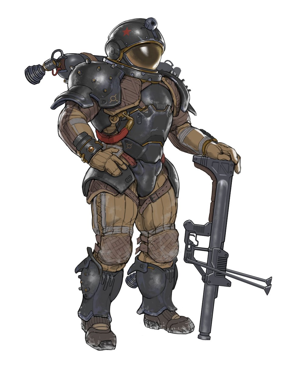 willthebao's tweet photo. Lunar raider, an ex Soviet mercenary with his portable  mini mortar https://t.co/QLwHeLrtwE