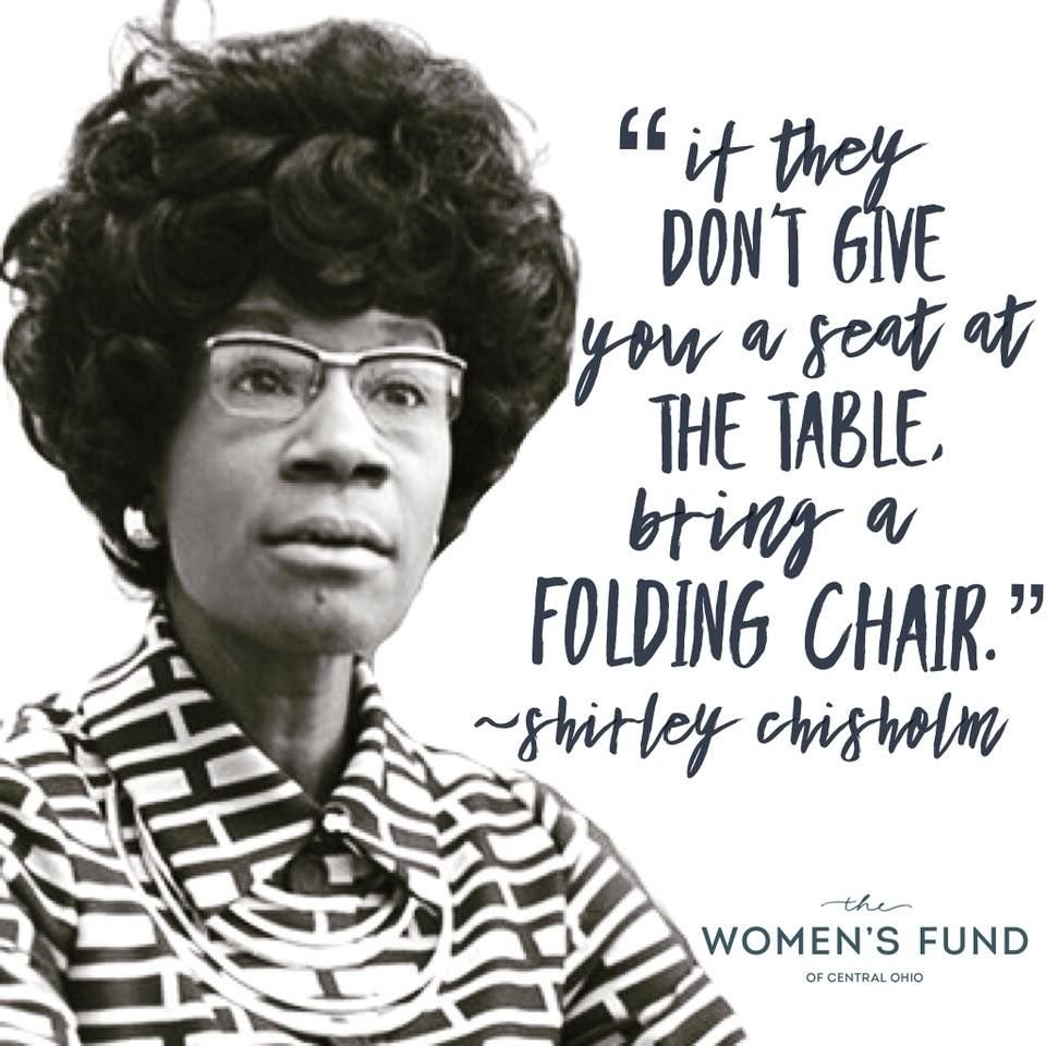 Shirley Chisholm brought her own damn chair to the table.  
#BlackHistoryMonth #AfricanAmericanHistory #AmericanHistory #WomensHistory