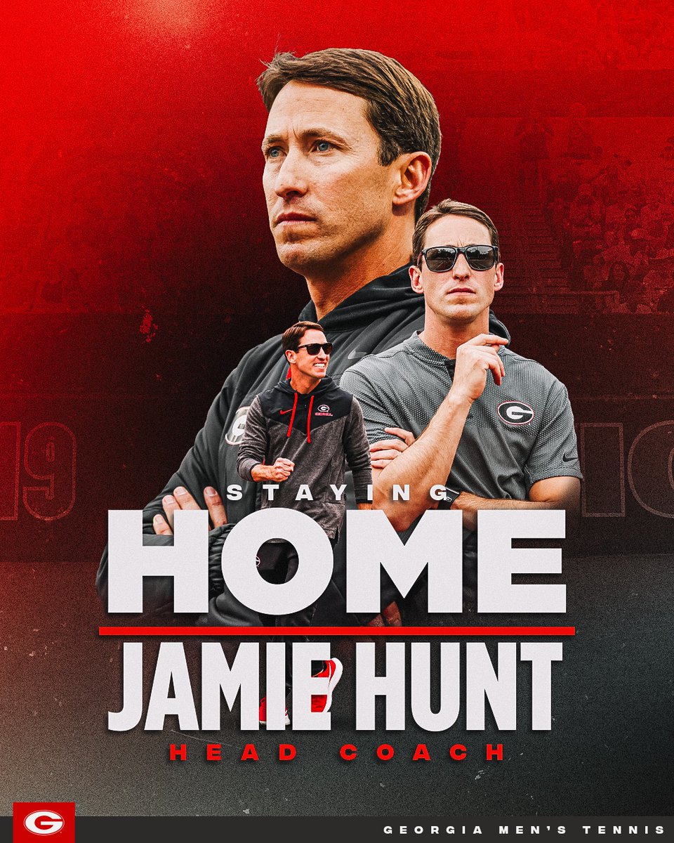 𝐀 𝐧𝐞𝐰 𝐞𝐫𝐚 𝐢𝐧 𝐆𝐞𝐨𝐫𝐠𝐢𝐚 𝐦𝐞𝐧'𝐬 𝐭𝐞𝐧𝐧𝐢𝐬. Jamie Hunt has been named the third head coach of the Georgia men’s tennis program and will begin serving in that role following the 2023-24 season. 📰: gado.gs/bgg #HeartTeam // #GoDawgs