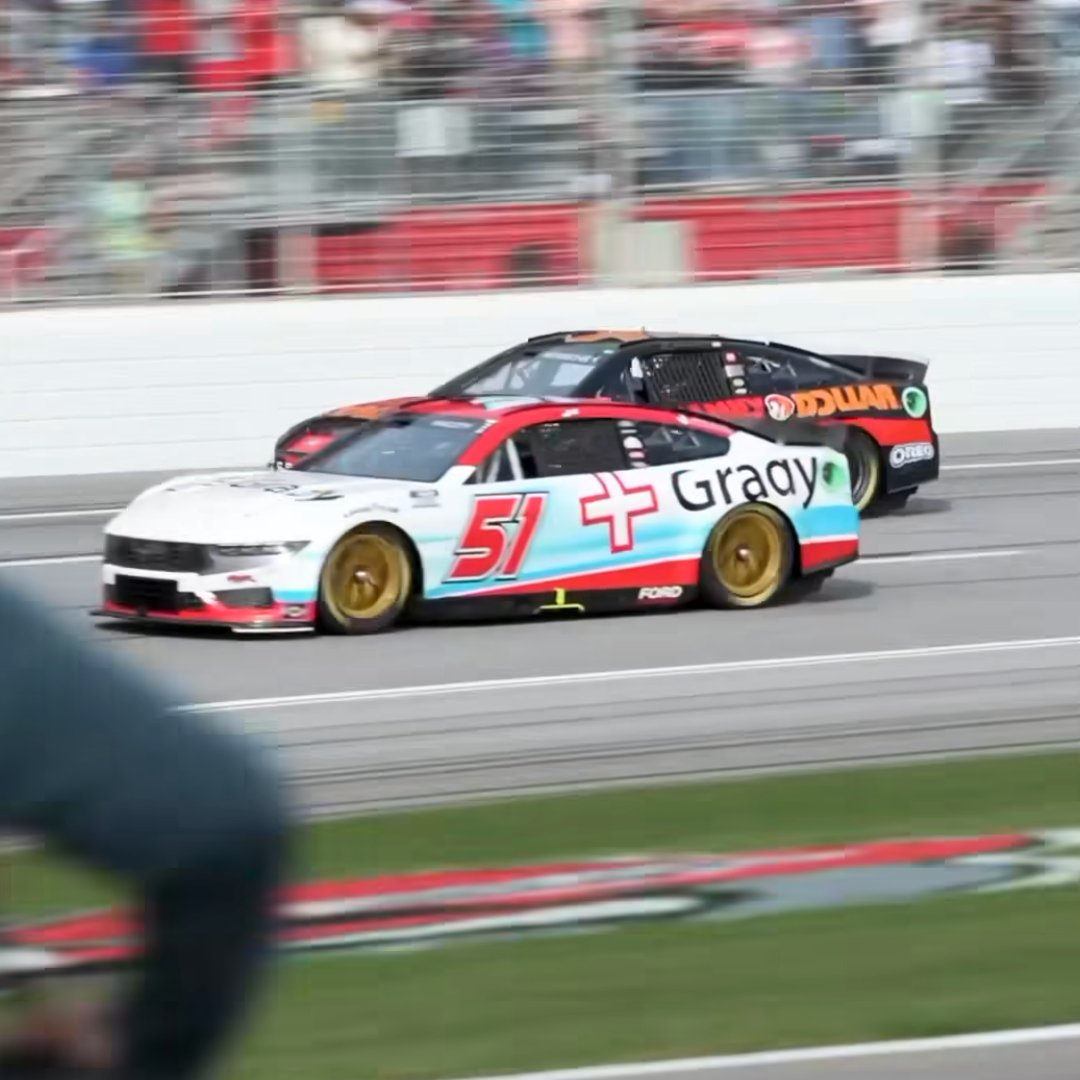 Last weekend, @NASCAR driver @Justin_Haley_ tore up the track with a slick Grady paint scheme at @ATLMotorSpdwy! Thanks for a great ride! #51 💨🔥