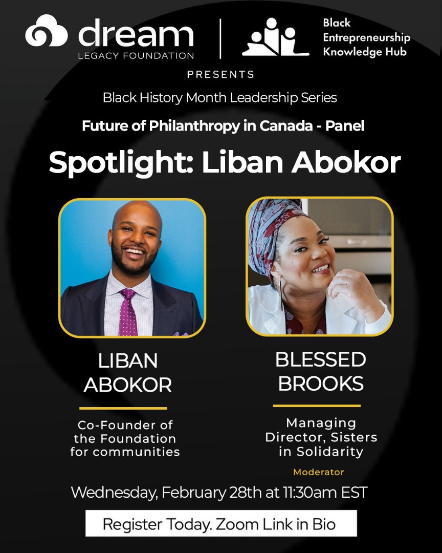 Join us this Wednesday at 11:30 AM EST for an exclusive Leadership Series event featuring Liban Abokor, co-founder of the Foundation for Black Communities! Hear about his inspiring journey, gain insights, and interact directly during an engaging fireside chat.