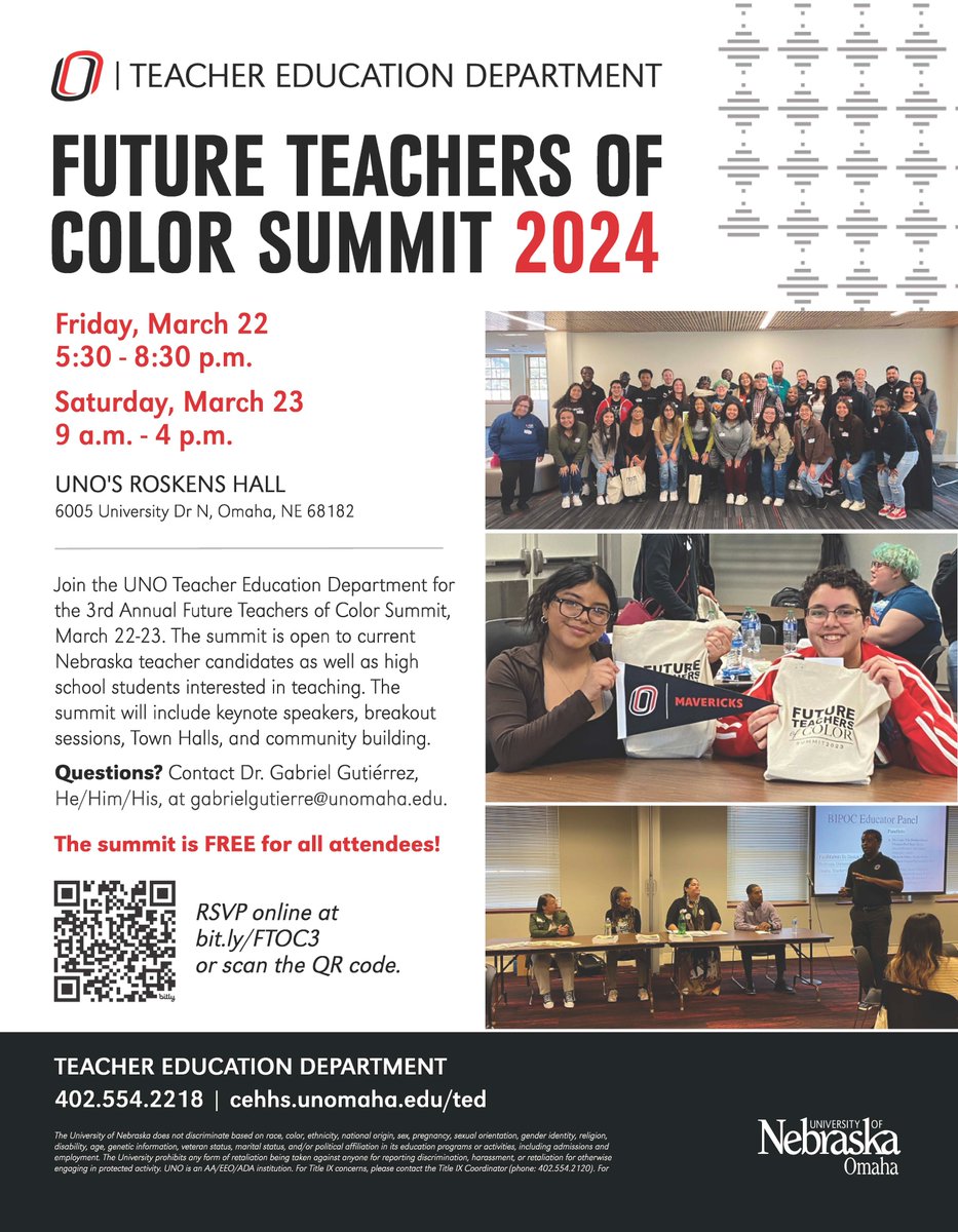 MaestroGtz's tweet photo. Join us for the 3rd Annual Future Teachers of Color Summit on March 22nd and 23rd. It is open to any current teacher candidate as well high school students considering a career in teaching. Feel free to share with anyone who may be interested. Register at: https://t.co/yddxdRcqY1 https://t.co/hpqDi7kpeb