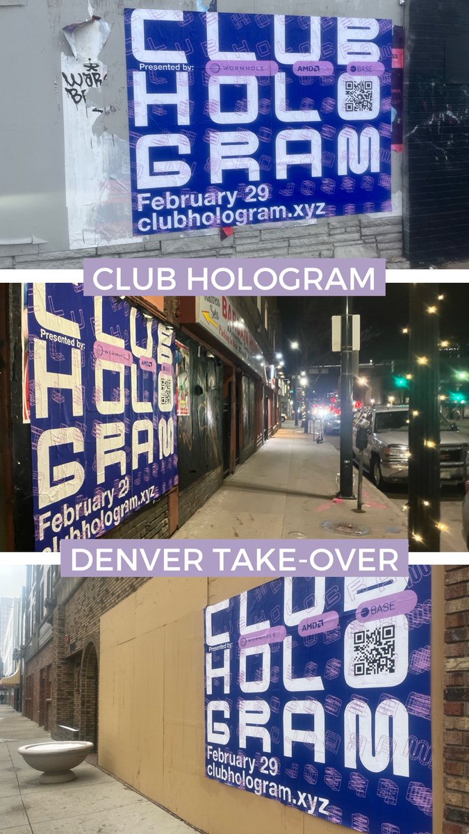 theumbrellanyc's tweet photo. #clubhologram taking over Denver 
@wormholecrypto @AMD @base https://t.co/IqYhdJ3eoY