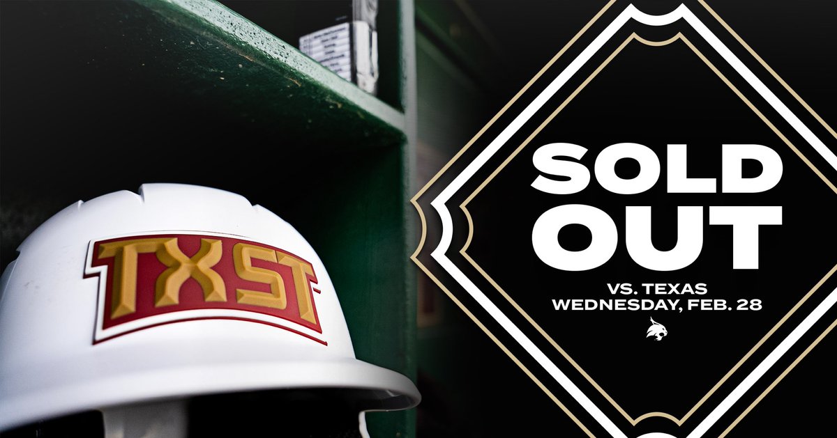 Tomorrow’s game vs Texas is officially SOLD OUT😼 Gates will open at 5 pm tomorrow. TXST Students can still get into the game by swiping their ID. Come out and support your Bobcats! #EatEmUp