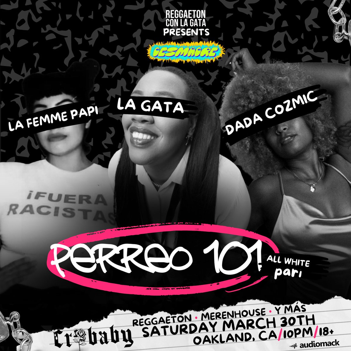 📍 OAKLAND, CLASS IS IN SESSION March30TH Perreo 101 All White Pari @crybabyoakland Va ser un DESMADRE 😋 Reggaeton, Merenhouse, Dembow, Y Más 🎓: @lafemmepapi 🎓: @DadaCozmic 🎓: @unagatasata 🫶🏽: @audiomacklatin Tickets: ticketweb.com/event/desmadre…