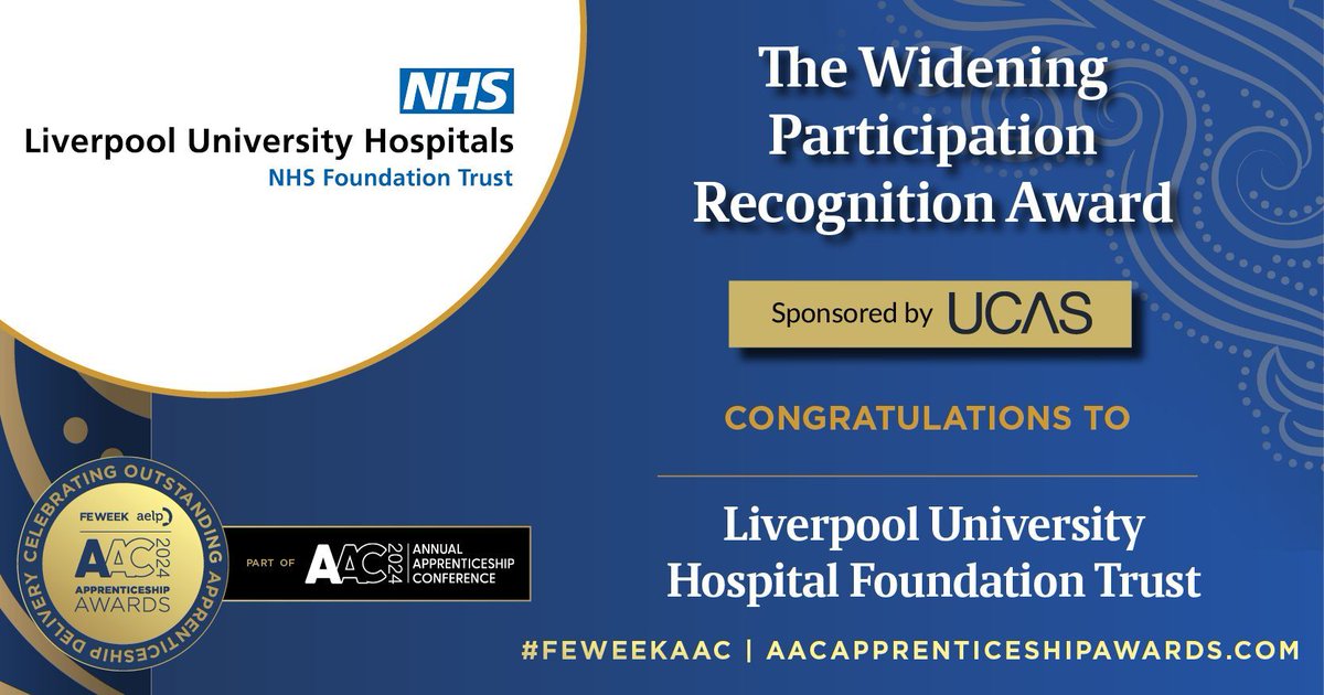 📢 WINNER - 2024 @FEWeek & @AELPUK @AnnualAppConf Awards in association with @cityandguilds 📢 🎉 CONGRATULATIONS to @LivHospitals for winning this year’s Widening Participation Recognition Award sponsored by @ucas_corporate at the 2024 @AnnualAppConf Awards! 🎉🥳 #AACAwards