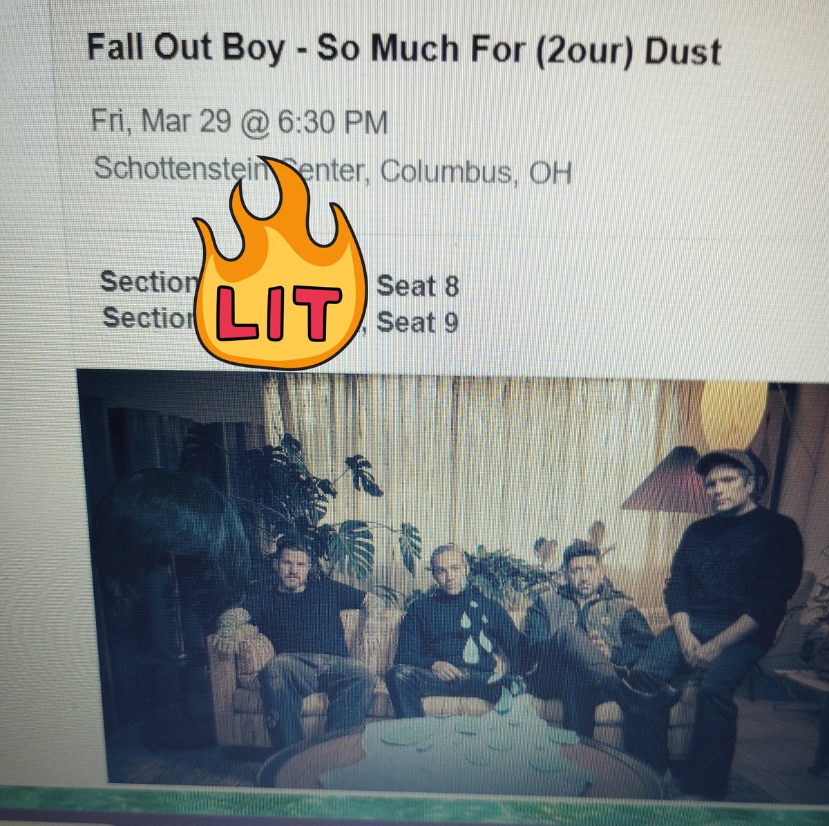 MStapleton83's tweet image. Who's seeing @falloutboy &amp;amp; @jimmyeatworld in a month?  I am!  As well as my sis.  🥰🥰🥰. Sister road trip - YAY!!!  #2ourdust2024 #tourdust24 #fob #fobtwts.