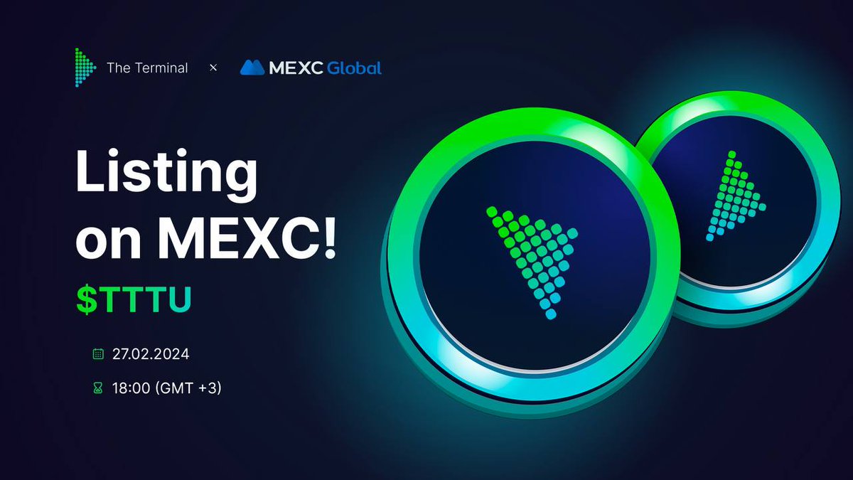 t_project_tttu's tweet image. Listing on MEXC! Now you can become the owner of $TTT. Our community will grow even bigger and the project will reach a new worldwide level. Be with The Terminal — friendly community project with increased stability and a unique mathematical structure.