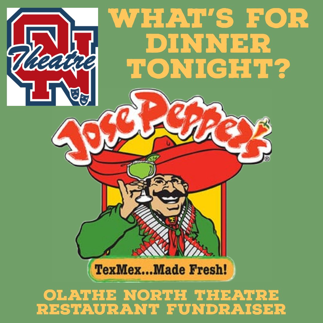 How about supporting ON Theatre by getting Jose Pepper’s? 
The location at 13770 S. Blackbob, from 4p-9p TODAY 2/27, and mention ON Theatre at Check Out either Dinning In or Carry Out! 
Thanks for Supporting Arts Education!